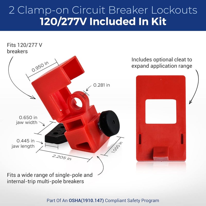 Brady Breaker Lockout Tagout Electrical Loto Kit. 120/277V to 480/600V Circuit Lock Outs. Set Includes 1 Red Safety Padlock, Hasps, Tags. Devices for Station Refill - 153669 - Image 4